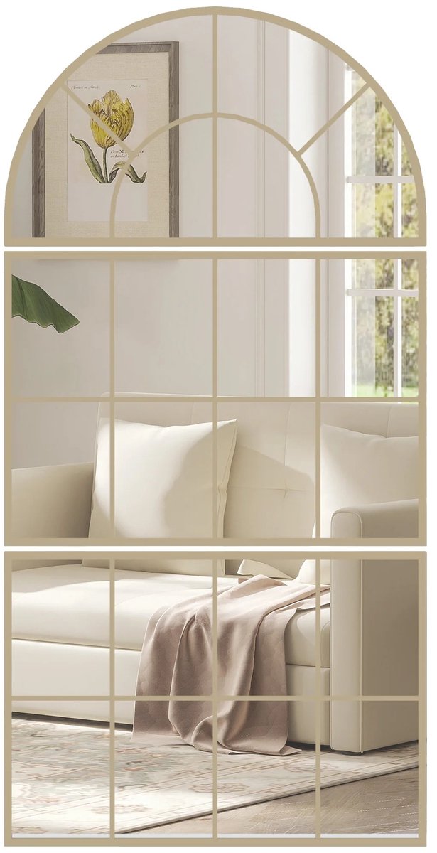 Jurrys Spiegel - Wandspiegel - Raamspiegel - Muurspiegel - Decoratiespiegel - Woondecoratie - Design - Metalen frame - 149x76cm Goud