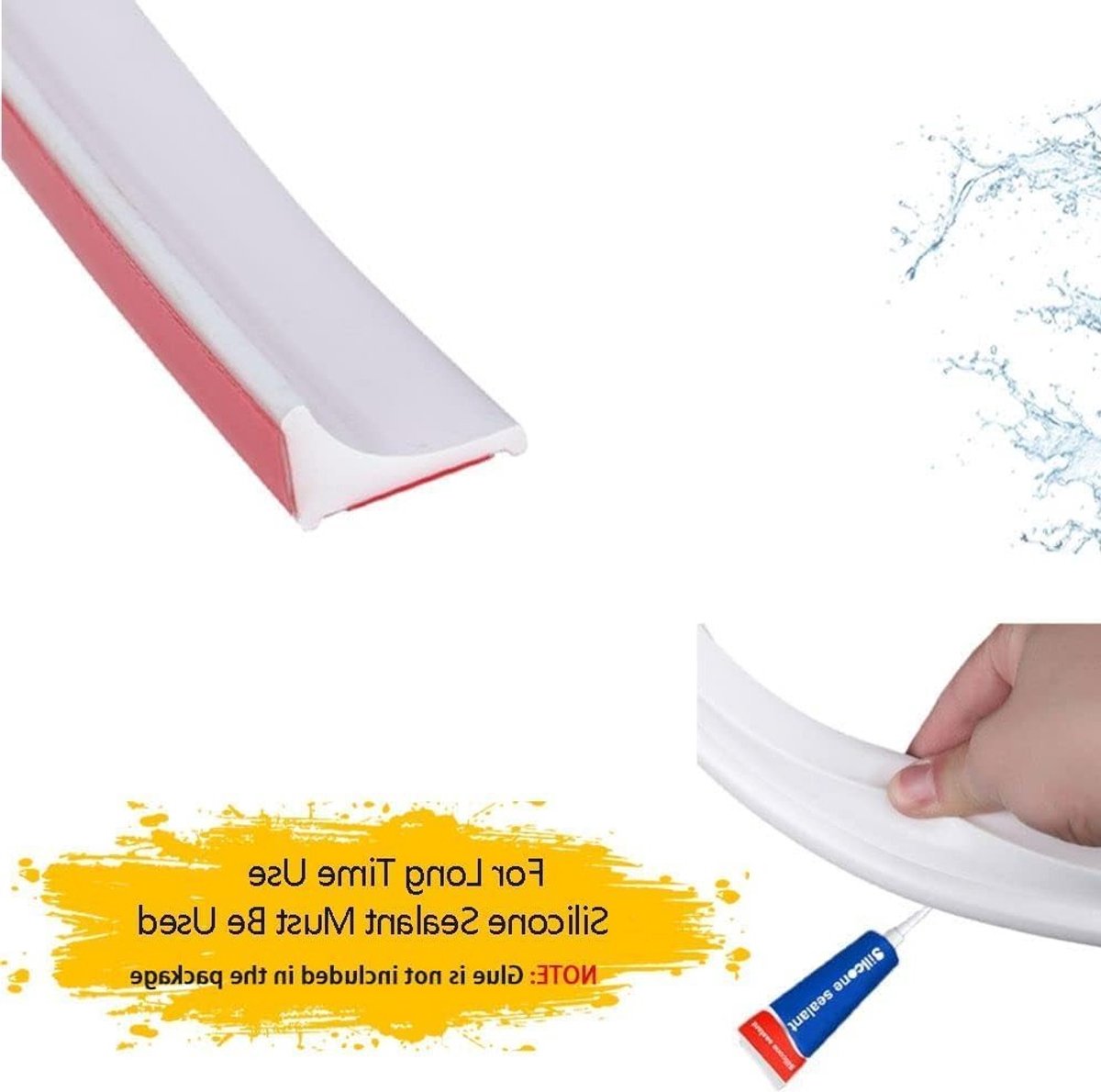 Waterdichte douchebarrière van 10 m, zelfklevende siliconen waterstop voor badkamer en keuken, 2 cm breed, wit, voorkomt waterschade en lekkages