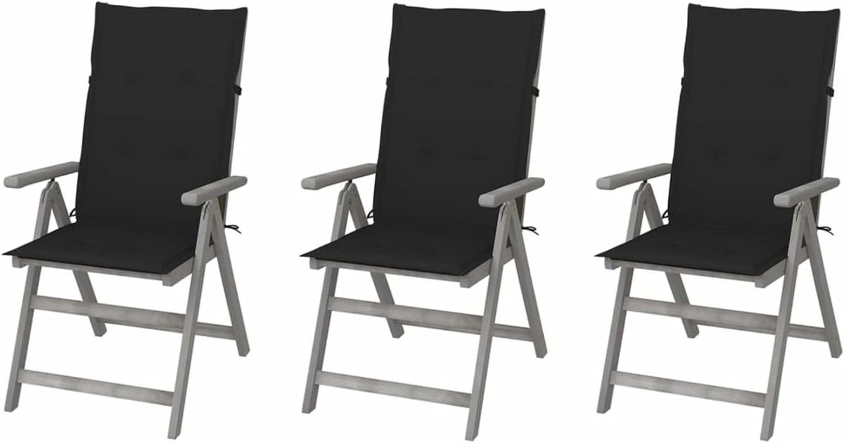 Tuinstoelen set - Balkonstoelen buiten - Genieten van buiten - Verstelbare rugleuning - 3 stuks - Grijs