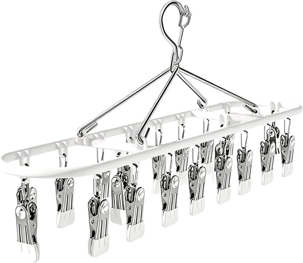 Sokkenhanger Wasrek - Kledingdroger Clips - Kleine Was Drogen - Ruimtebesparend Ontwerp - 44.5 cm Hoog - Zilverkleurig