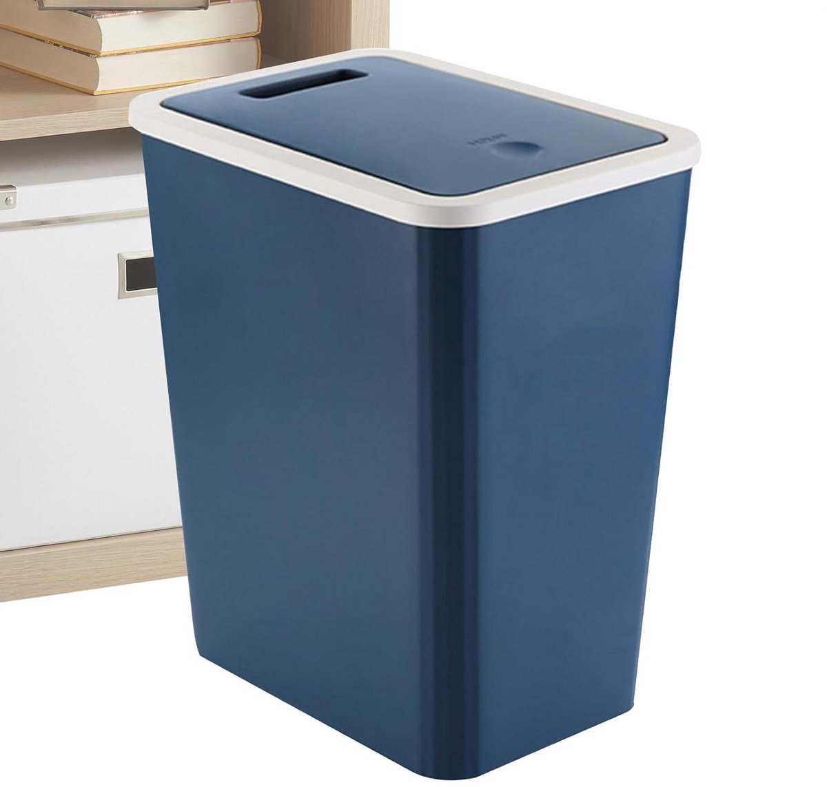 Afvalemmer met deksel - Prullenbak huishouden - Afval scheiden thuis - Intelligent drukmechanisme - 13 liter inhoud - Blauw