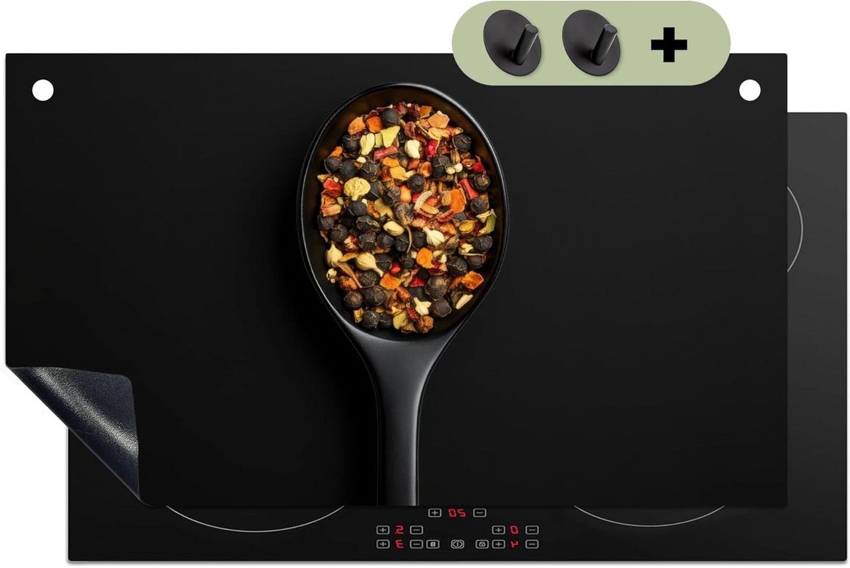 Inductie Beschermer - Kookplaat Mat - Keuken Decoratie - 2-in-1 Spatbescherming - 52.7x91.6 cm - Zwart