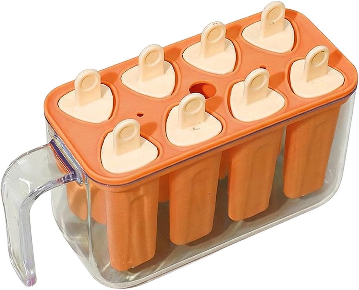 Ijspopvorm - Ijslollyvormen - Zelf Desserts Maken - Easy-Release Ontwerp - 8 Holtes - Oranje