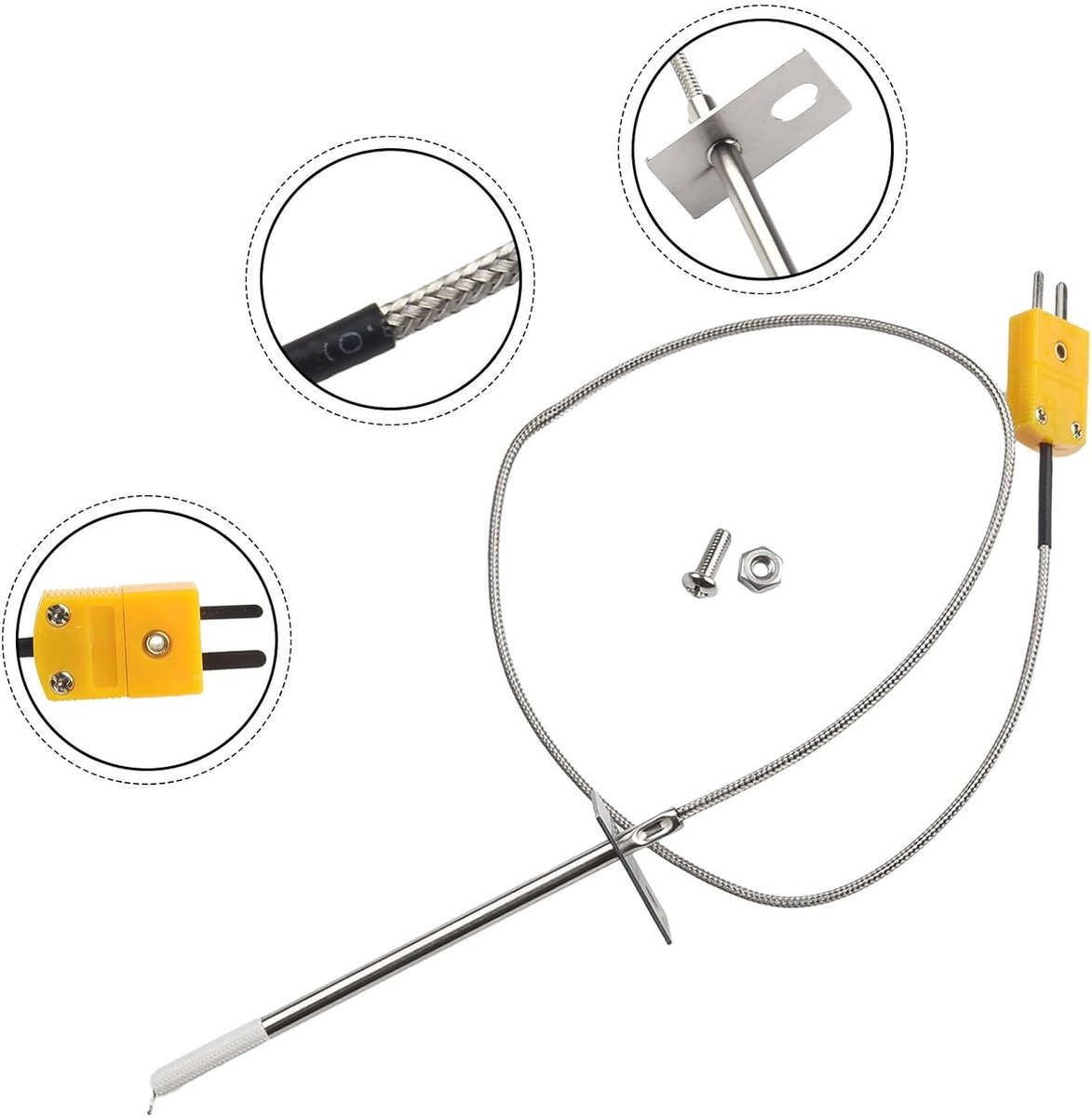 Temperatuursonde kit compatibel met zwaartekracht serie 560/800/1050 XL grills, 4-inch roestvrijstalen sensor met 17-inch draad voor nauwkeurige BBQ monitoring