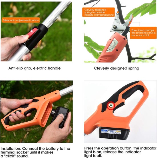 Fruitplukker Lange Steel - Oogstgereedschap Tuin - Fruit Plukken - Elektrisch Ondersteund - 2 Meter - Elektrisch — afbeelding 4