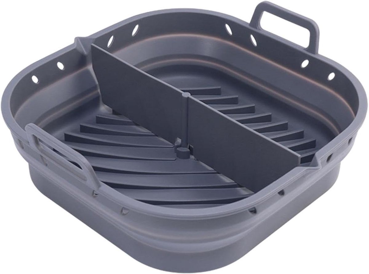 Siliconen mand - Airfryer bakplaat - Gemakkelijk koken - Opvouwbaar ontwerp - 23 cm breed - Grijs