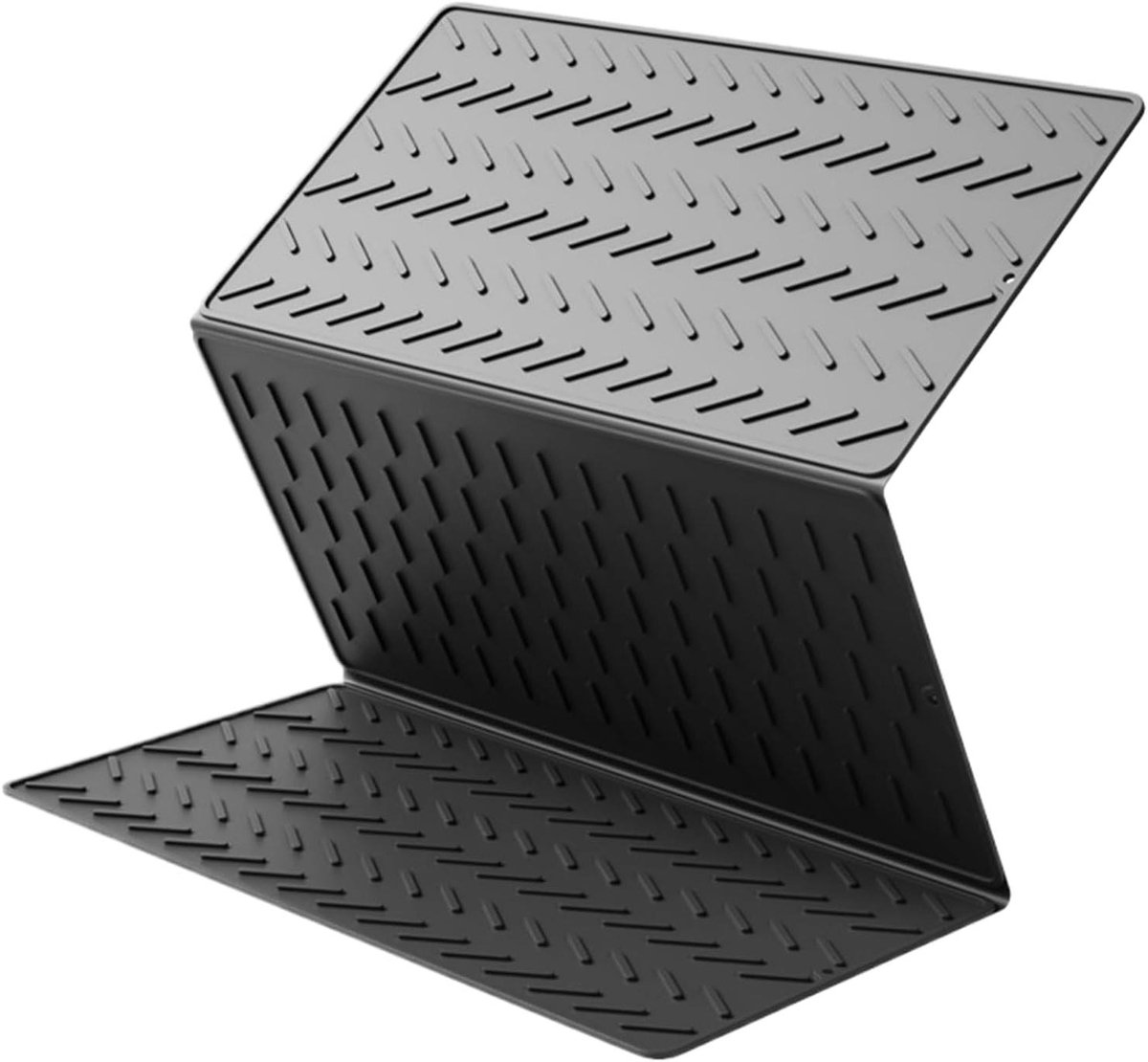 Afdruipmat Keuken - Siliconen Mat - Servies Drogen - Opvouwbaar Haken - 70x50 cm - Zwart