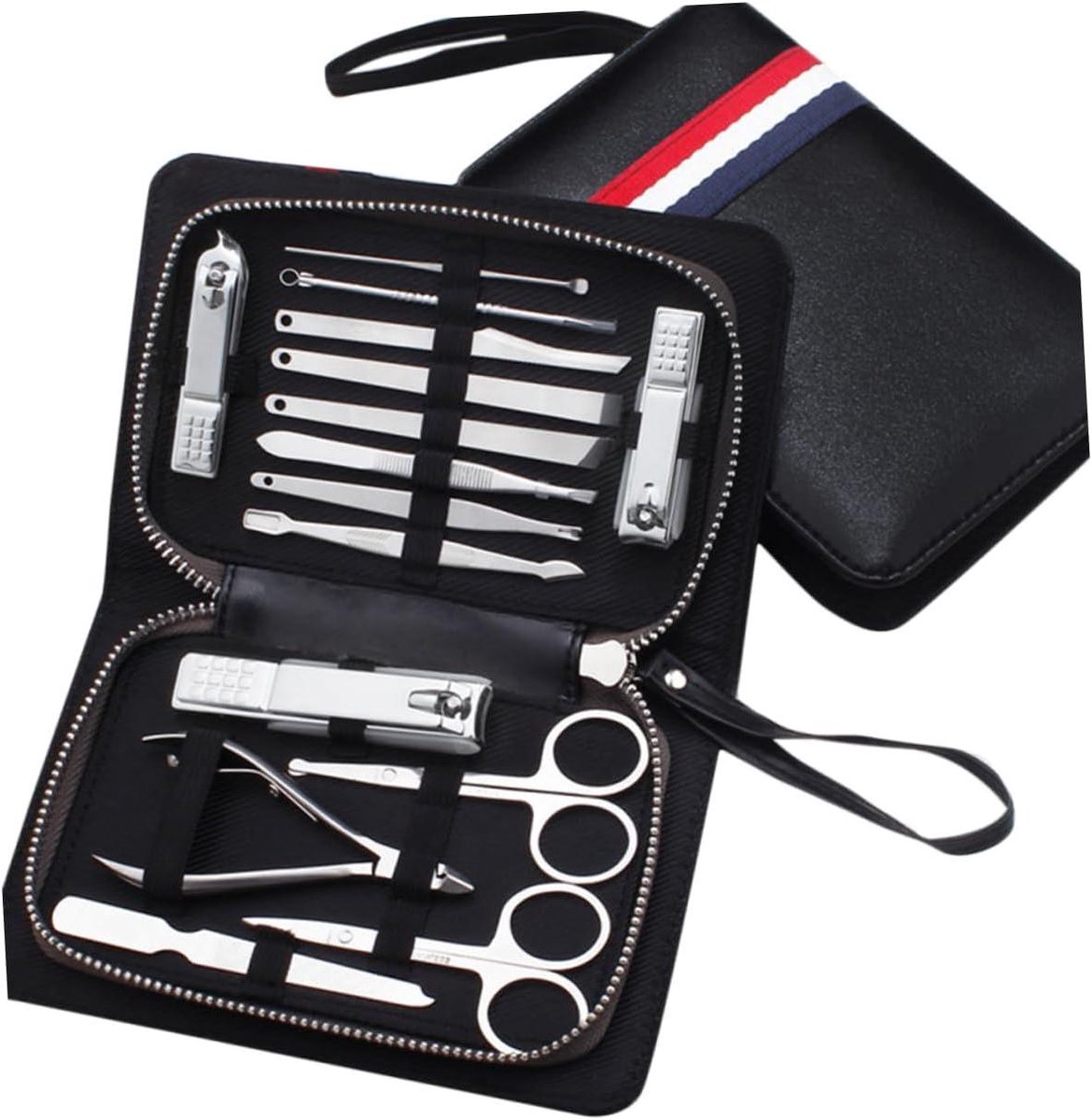 Nagelverzorgingsset - Manicure pedicure - Persoonlijke verzorging - 15-delig carbon staal - 17 x 11 x 2 cm - Zwart