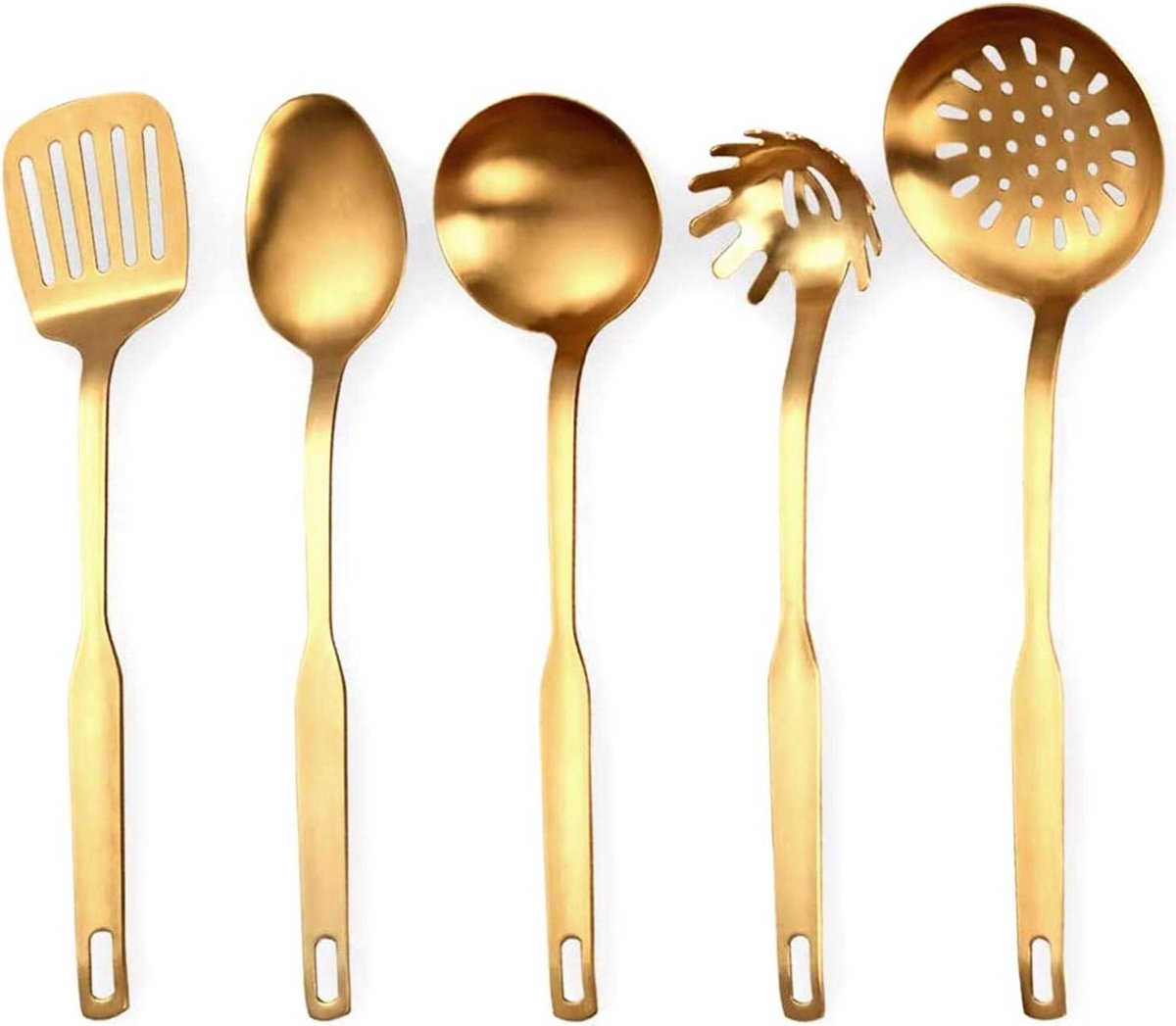 Keukengerei Set - Kookgerei Tools - Koken en Serveren - Titanium Goud Plated - 5 Delig - Goud