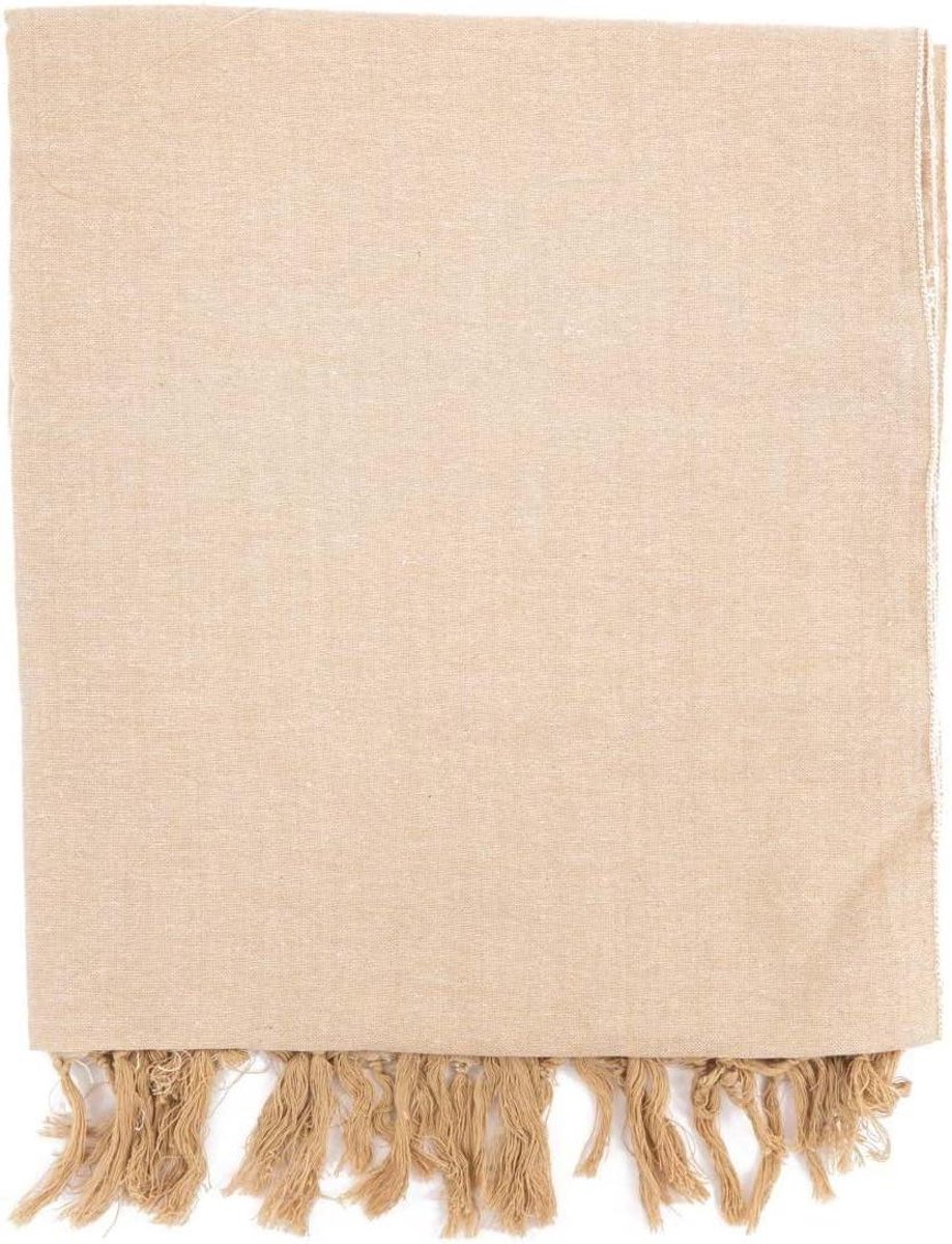 Sjaal Katoen - Deken Stola - Natuurlijk Chic - Handgeweven Nepalese Katoen - One Size - Beige Zand