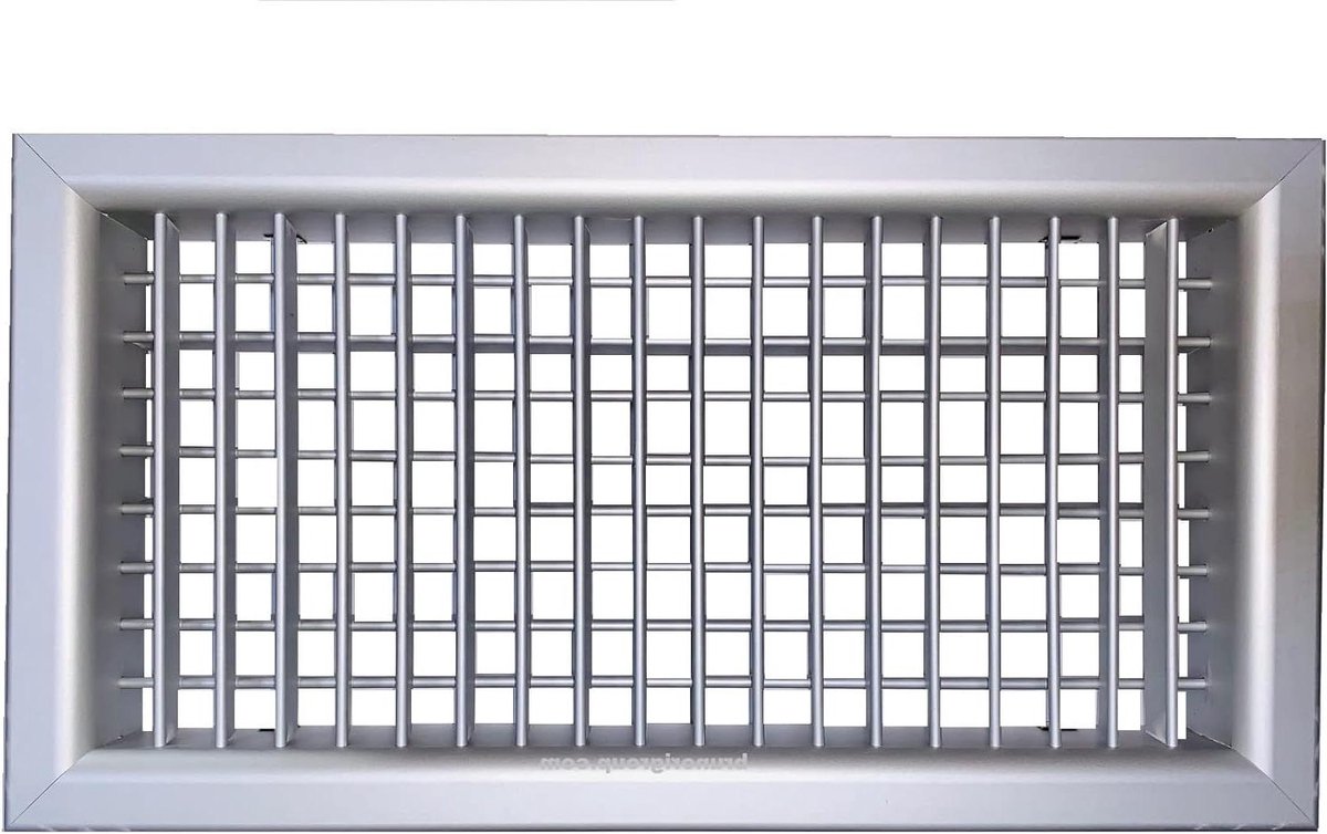 Ventilatierooster Aluminium - Uitstroommondstuk Draaibaar - Luchtstroom Regelen - Dubbele Rij - 500x300 - Grijs