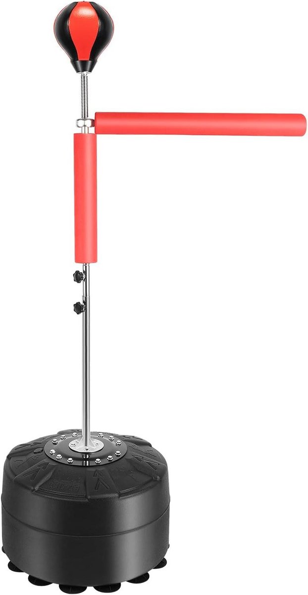 Punchingball bokszak met standaard, 130,5 - 157,5 cm, in hoogte verstelbaar, met bokshandschoenen, 360 graden draaihoek, fitnessliefhebbers, boxer-liefhebbers, kindertraining