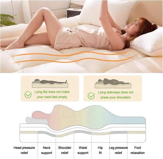 Vloermatras - Opvouwbare slaapmat - Gasten ontvangen - Ruimtebesparend ontwerp - 100 x 200 cm - Roze — afbeelding 5