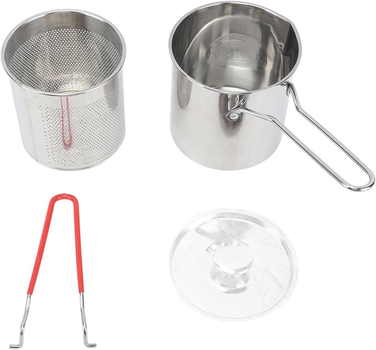 Kleine Frituurpan - Diepe Pan - Eten Bereiden - Oliebesparend Ontwerp - 3-Delige Set - Zilver