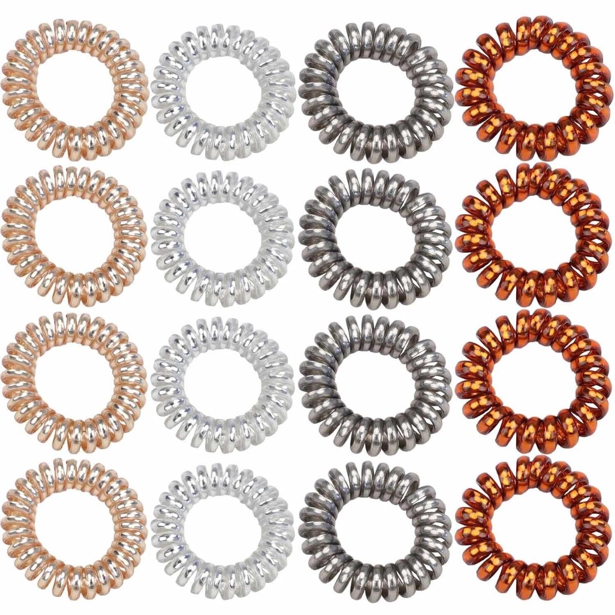 Dailygoods - 16 Stuks Spiraalvormige Haarelastiekjes