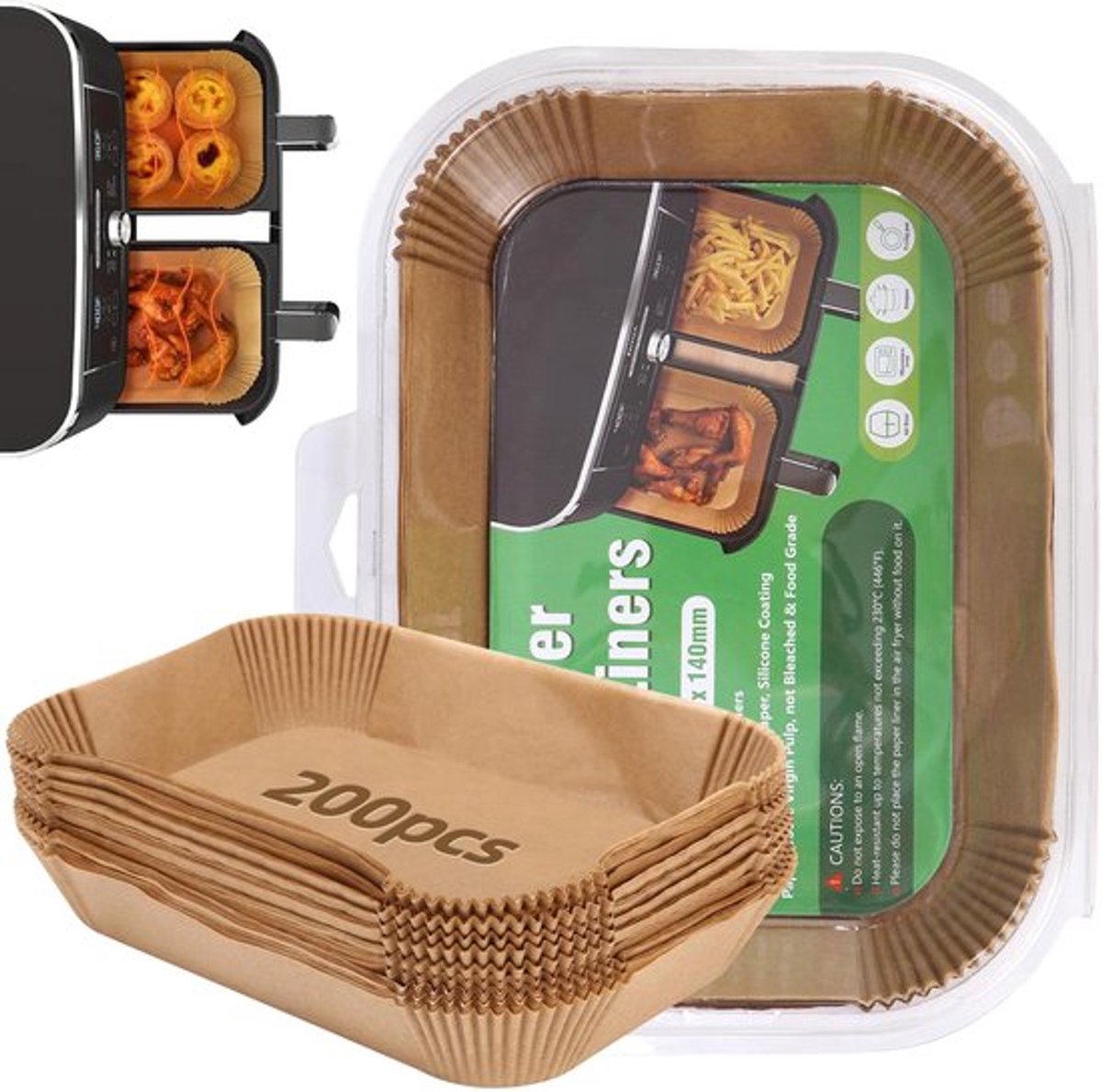 1 set 200 vellen airfryer bakpapier