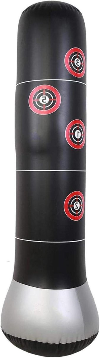 Opblaasbare Bokszak - Training Tumbler - Boksen Oefenen - Versterkt Zand/Water Vak - 157 x 40 cm - Zwart