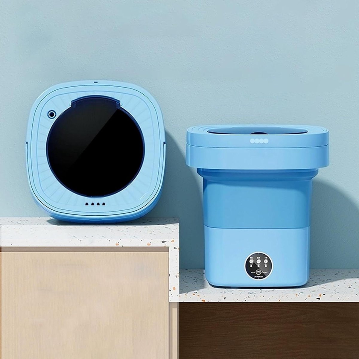 Mini Wasmachine Opvouwbaar Apparaat Kleding Reinigen Blu-ray Technologie 17L Capaciteit Blauw