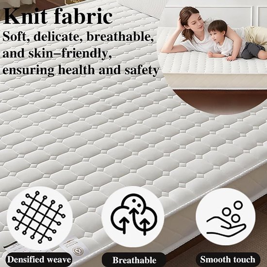 Opvouwbare Matras - Gastentopper Futon - Comfortabel Slapen - Ademend Katoen - 90 x 200 cm - Grijs — afbeelding 2