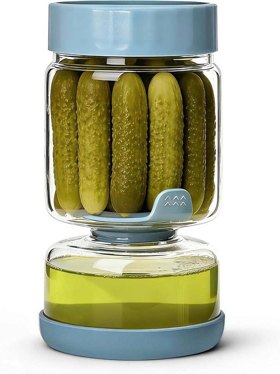 Pot met Zeef - Draai Pot - Voedsel Bewaren - Gescheiden Nat & Droog - 900 ml - Blauw