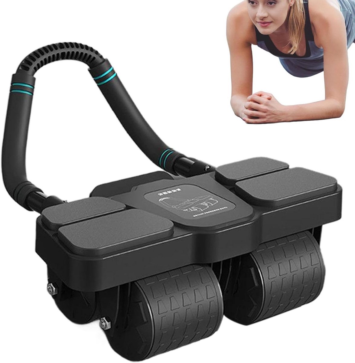 Buikspierroller - Kern trainer - Spierversterking thuis - Automatische terugslag - 39x24x14 cm - Zwart