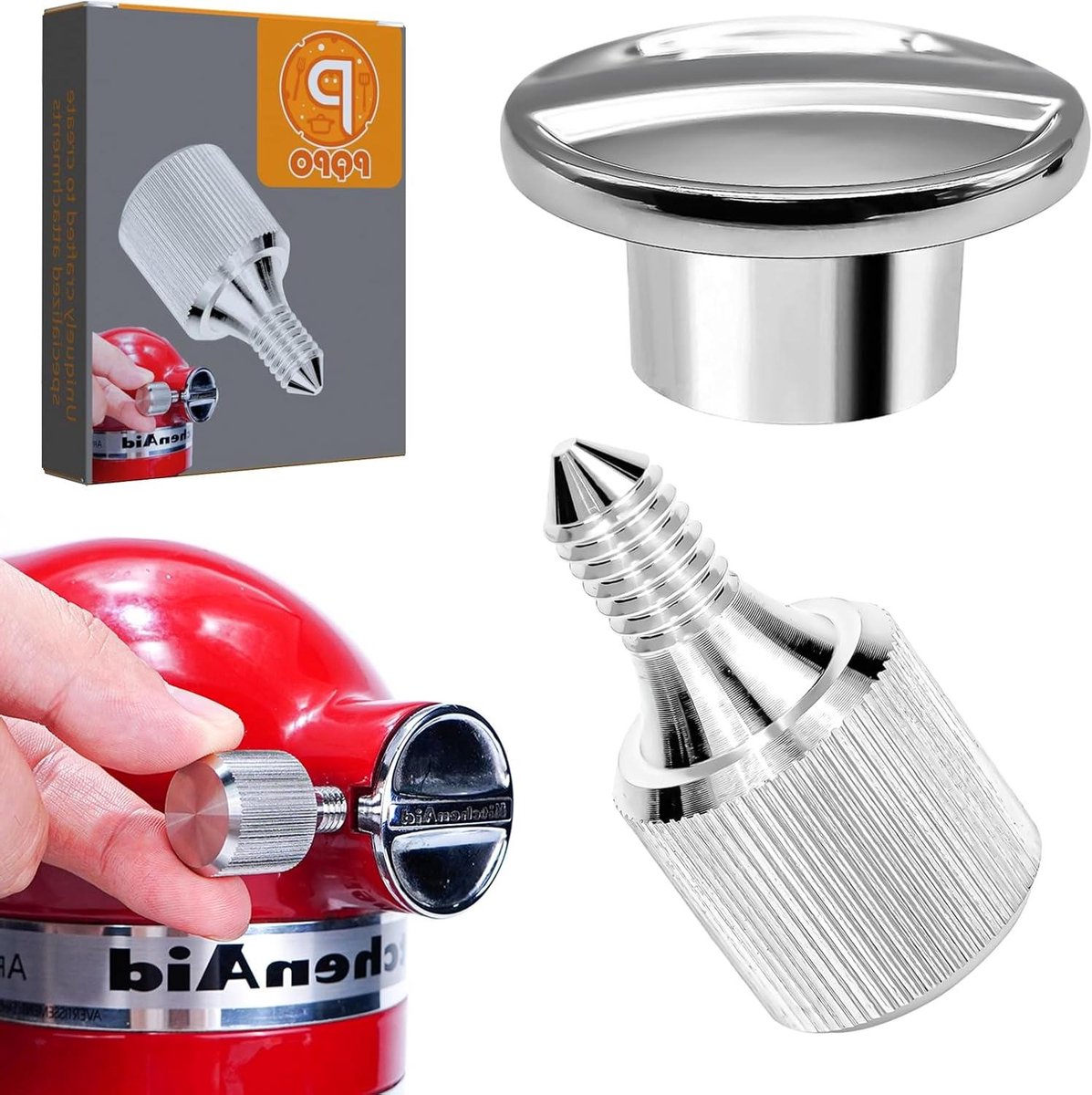 Hub Attachment Cap - Mixer Opzetstuk - Keuken Hulp - RVS Bevestigingsschroef - 4.5-5 Quart - Zilver
