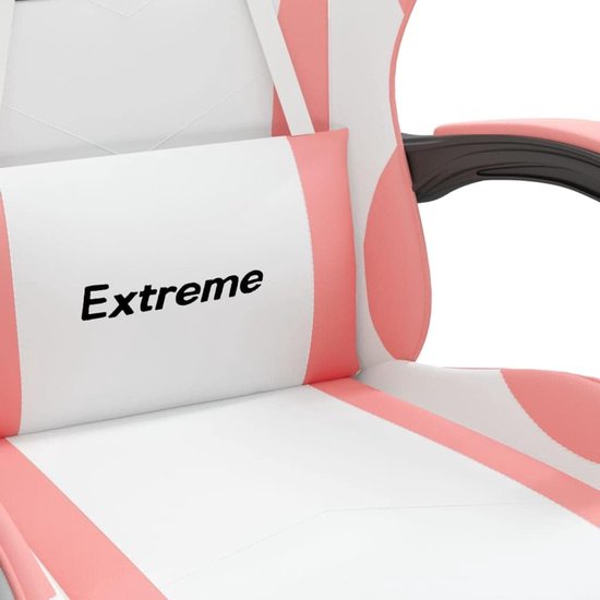 Gaming Stoel - Comfortabele Zetel - Comfortabel Zitten - Duurzaam Kunstleer - Inclusief Kussens - Wit Roze — afbeelding 2