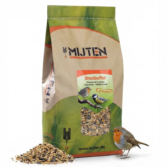 Mijten Strooivoer - Premium Tuinvogelvoer - Complete Zadenmix met Pinda Mais Zonnebloempitten - Vogelzaad Buitenvogels - Wintervoer - 20kg