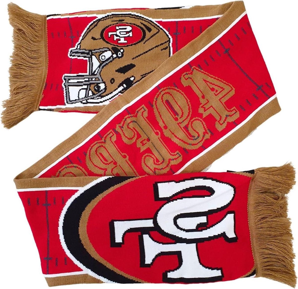 NFL Jaquard sjaal Great Branding American Football teamlogo helm fansjaal franjes