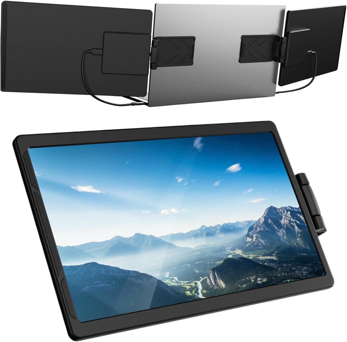 Laptopscherm Uitbreiding - Dubbel Scherm - Multitasken Onderweg - Ultradun Ontwerp - 124 inch - Zwart