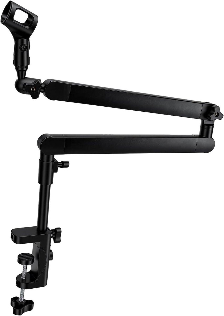 Microfoonstandaard - Boomarm - Podcast Opname - Sterke Klem - 12 Kg Belasting - Zwart