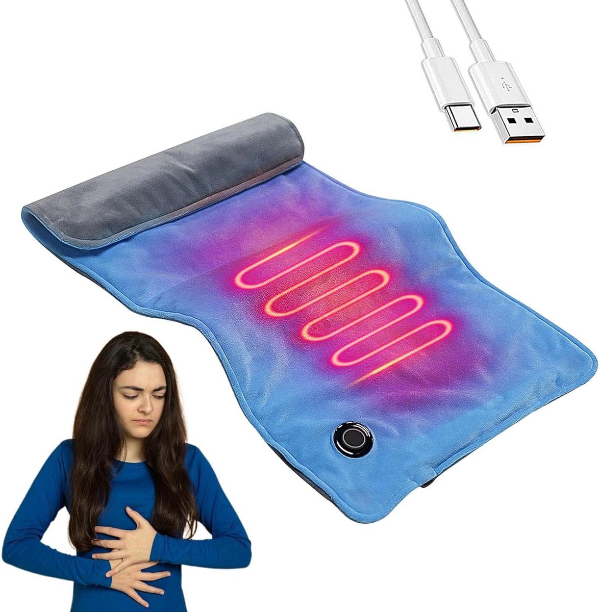 Elektrische Verwarmingsdeken - USB Deken - Warm Blijven - Grafeen Warmtetechnologie - 30 x 60 cm - Grijs