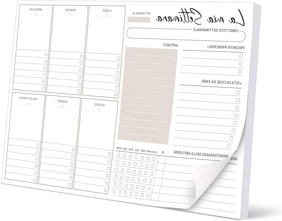 Weekplanner A4 met 50 Bladen, Afbreekbare Kalender voor Organisatie en Planning