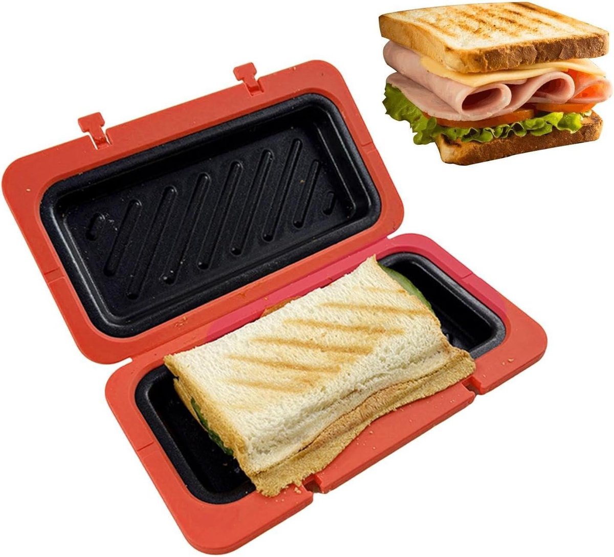 Sandwich Maker - Tosti Grill - Snelle Maaltijden - Compact Ontwerp - 19 cm - Rood