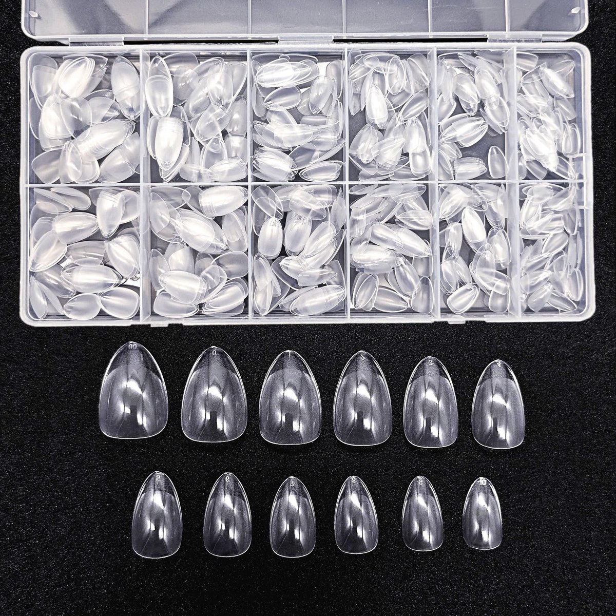 Dailygoods - Set van 600 Korte Amandel Nageltips Transparant