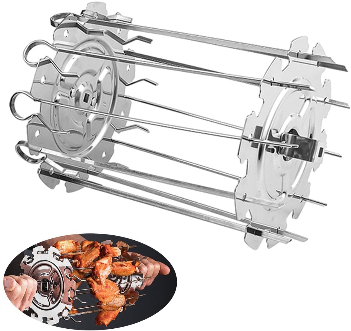 Dailygoods - Set van 10 Grill en Draaibare Spiesen voor Oven en Grill