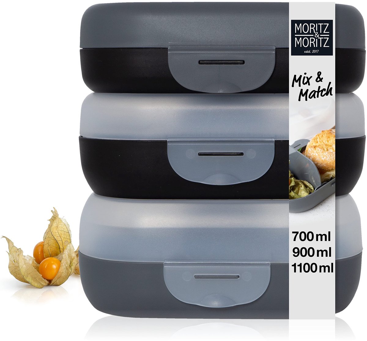 Dailygoods - Set van 3 Broodtrommels met Vakken