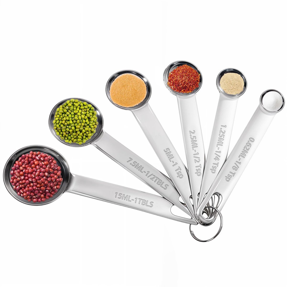 Dailygoods - 6 Stuks Maatlepelset van Roestvrij Staal