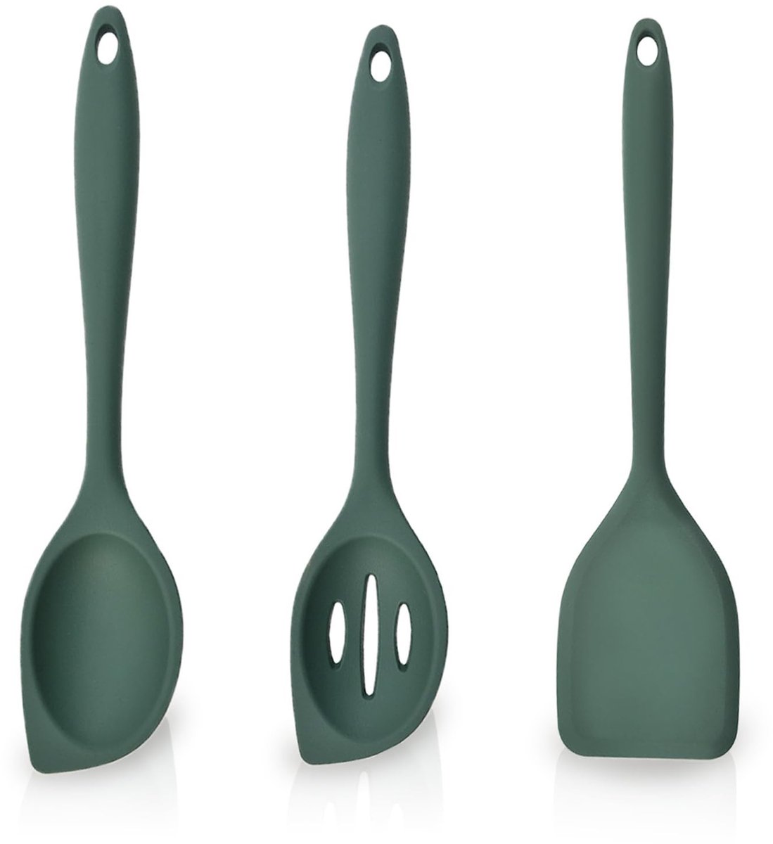 Dailygoods - Set van 3 Hittebestendige Siliconen Lepels met Lange Handgreep