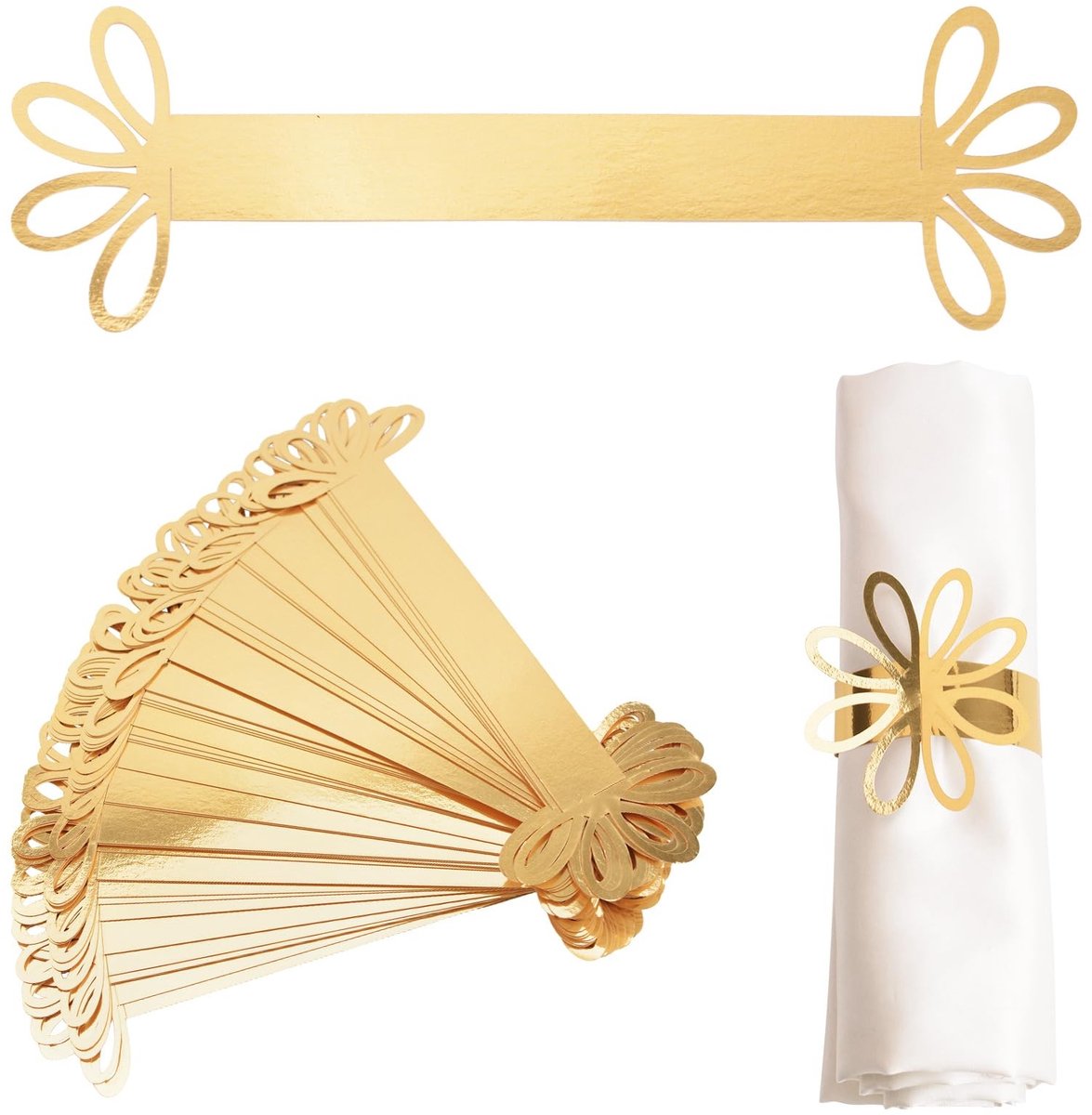 Dailygoods - Gouden Reflecterende Servethouder Ringen voor Feestelijke Gelegenheden