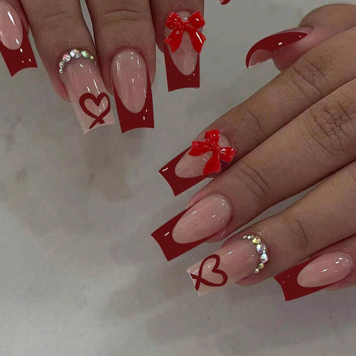 Dailygoods - Set van 24 Hartvormige Nagelstickers voor Kunstnagels