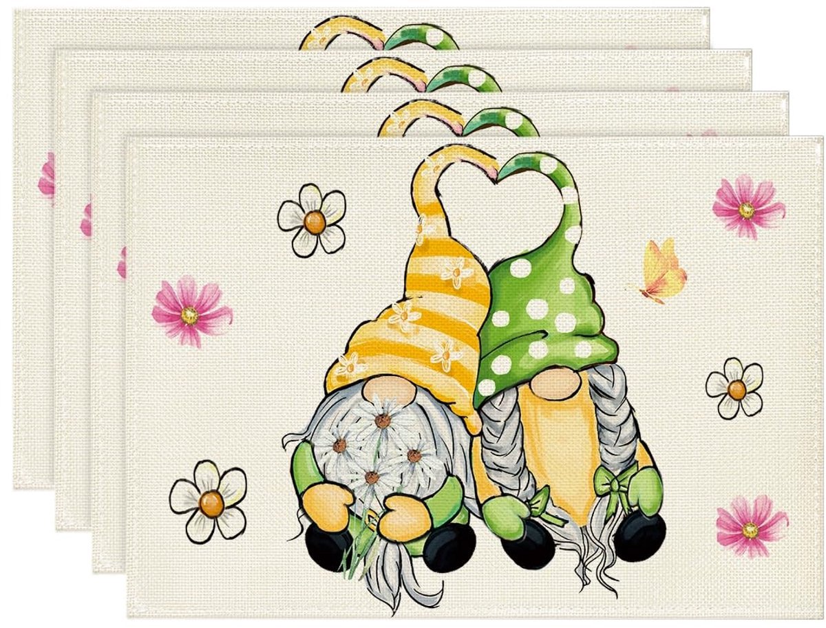 Dailygoods - Set van 4 Wasbare Placemat met Bloemen 30 x 45 cm