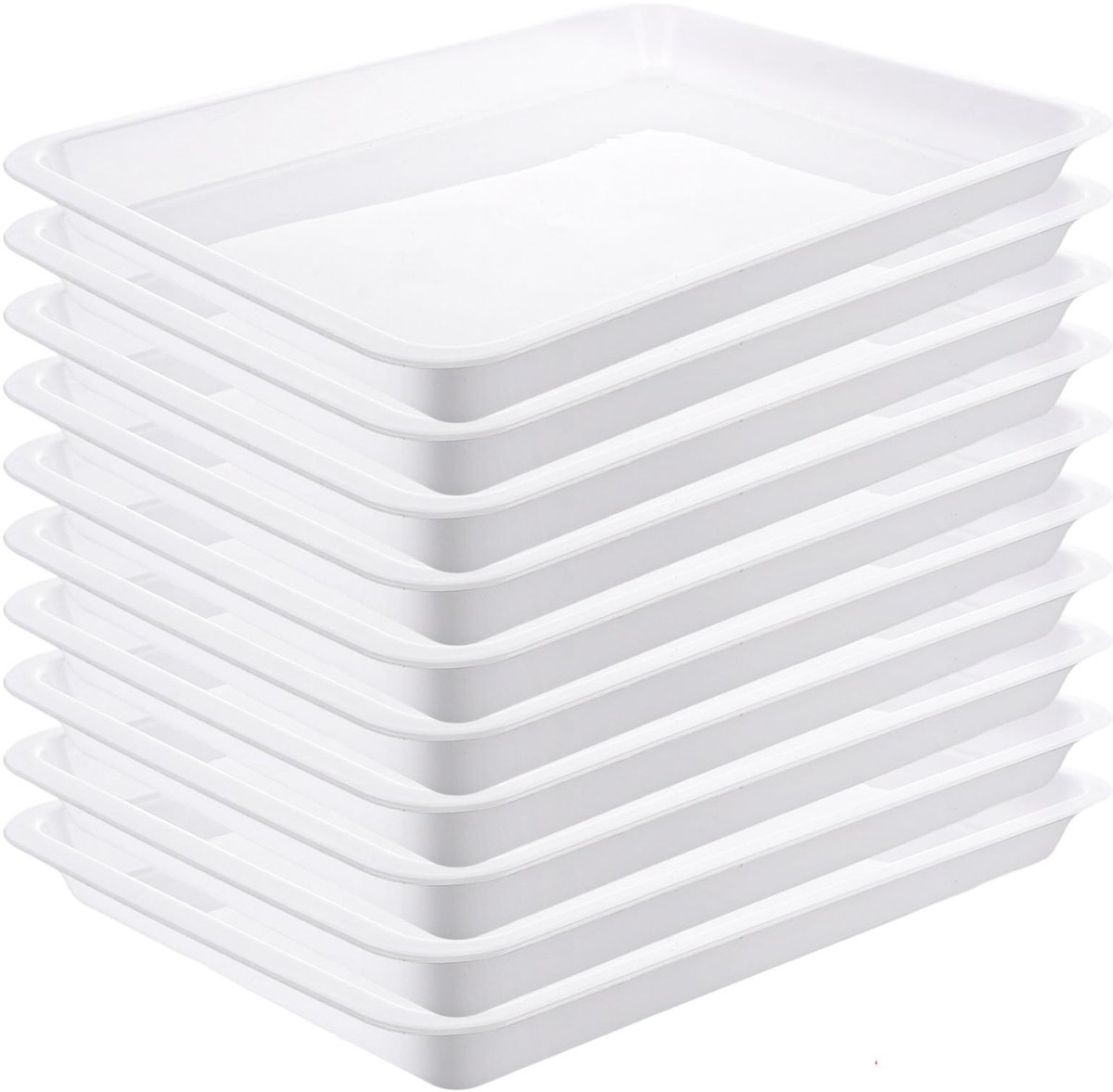 Dailygoods - Set van 10 Kunststof Dienbladen in Wit