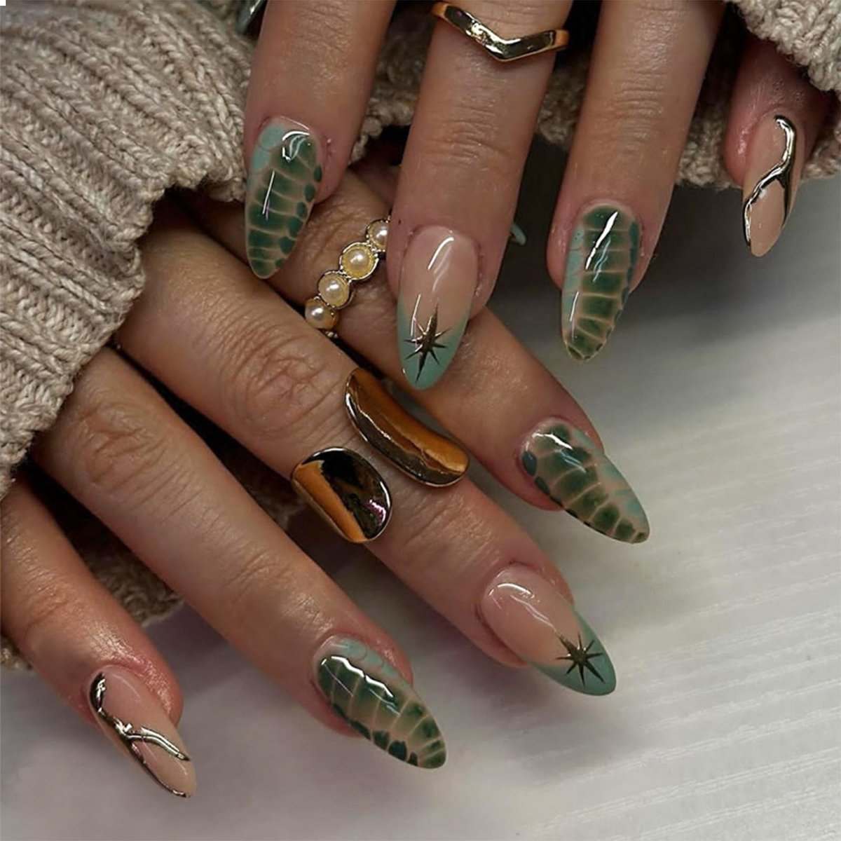 Dailygoods - 24 Stuks Press-on Nagels in Groen Ombré Design