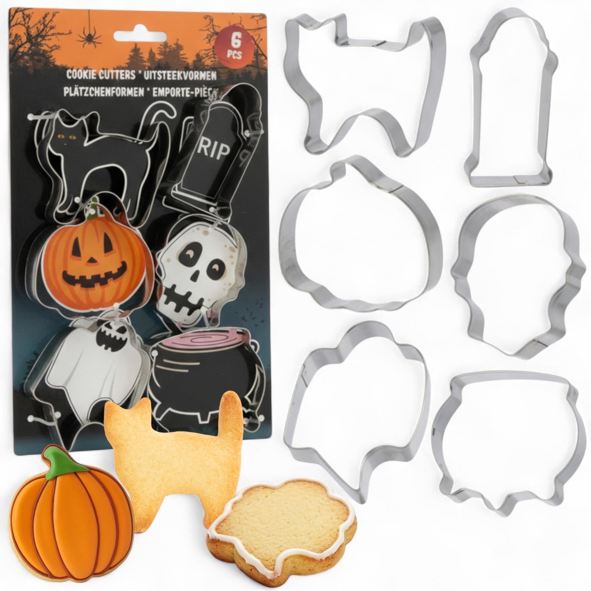 Dailygoods - 6-delige Set van Roestvrij Stalen Uitsteekvormen voor Halloween