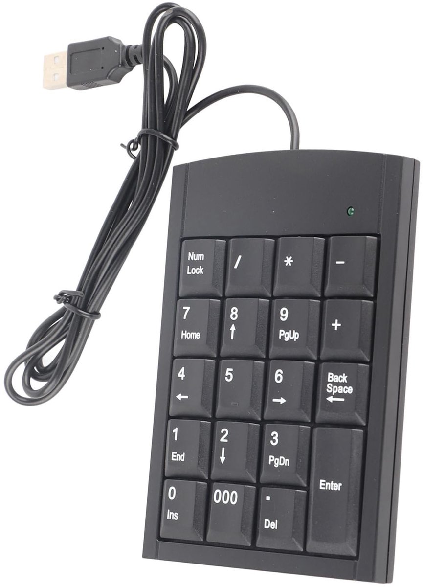 Dailygoods - Cosensi - Dailygoody - Bedraad mini-USB toetsenblok - Ultradun 19-toetsen laptop toetsenbord - Zwart - Hoogwaardig klein toetsenbord - Geschikt voor PC en