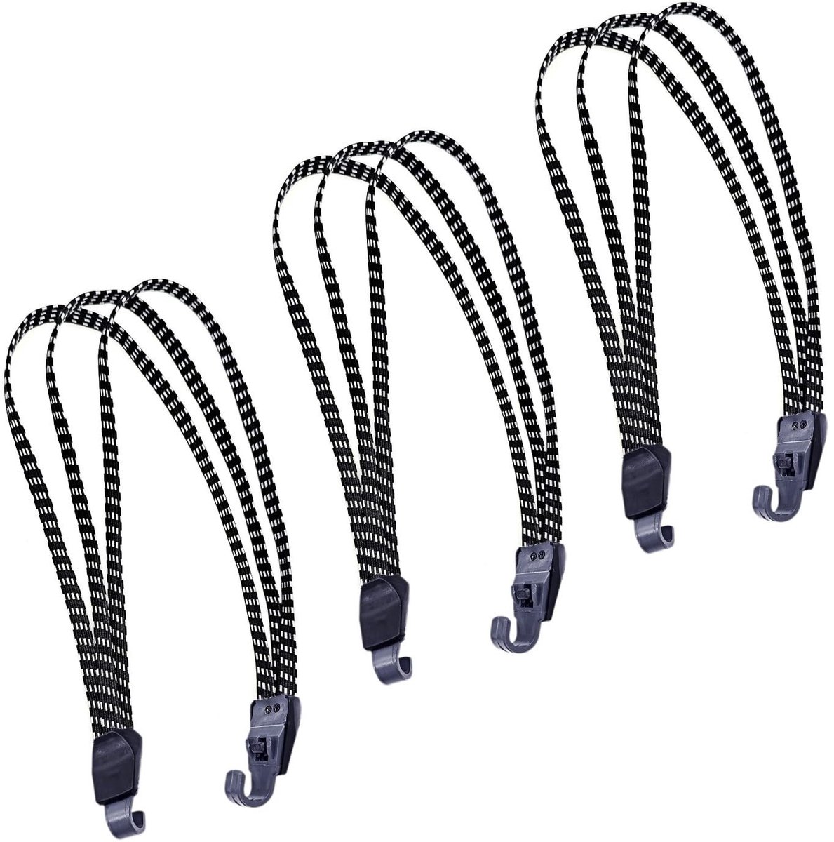Dailygoods - Set van 3 Bungee Riemen met Haken voor Fietsen en Motoren