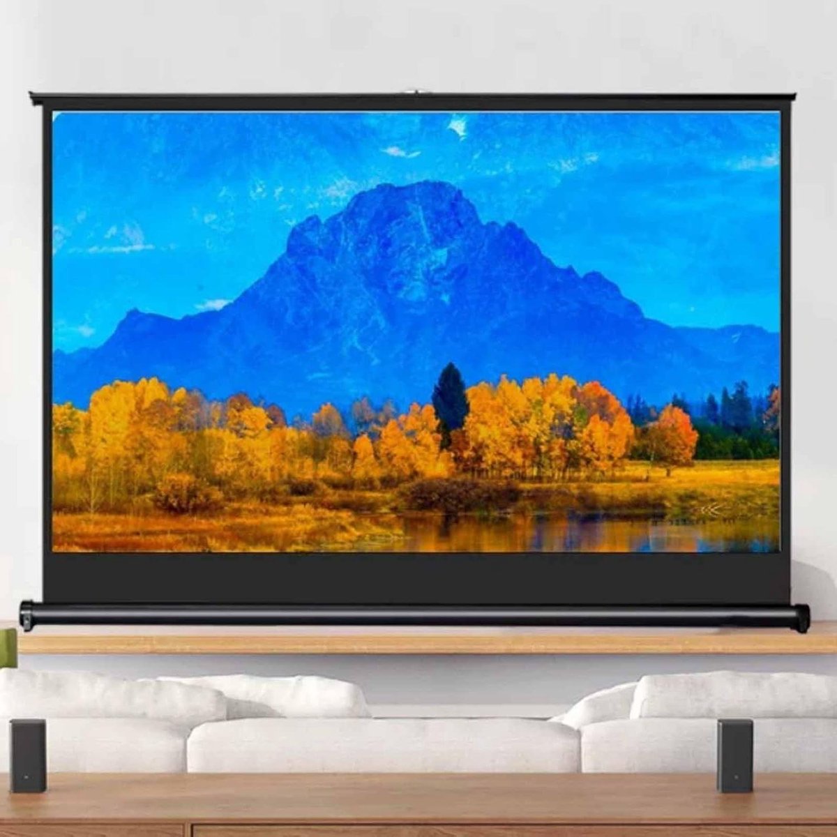 Draagbaar Projectiescherm - Mobiel Bioscoopscherm - Thuisbioscoop Ervaring - Intrekbaar Glasvezel - 50 inch 4:3 - Wit