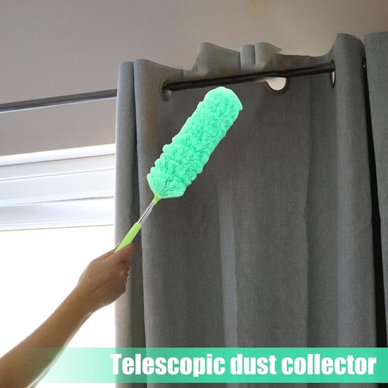 Telescopische Plumeau - Stofborstel Vezels - Huis Reinigen - Verstelbare Lengte - 38 cm - Groen — afbeelding 3