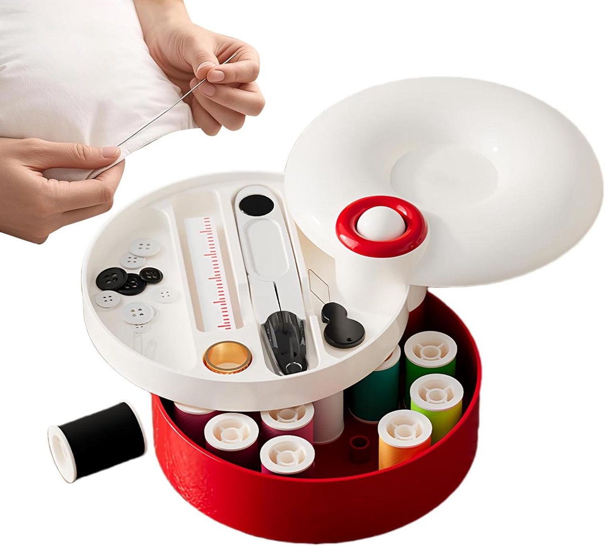 Naaiset - Reparatieset - Kleding repareren - Magnetisch draaideksel - 13 cm - Grijs